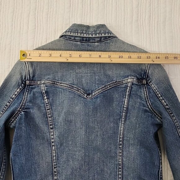 Abercrombie and Fitch Heavy Denim Jacket Women's Small Pockets Reinforced EUC LN - Picture 8 of 12